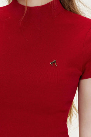 Slim-Fit Knitted Short-Sleeved T-Shirt