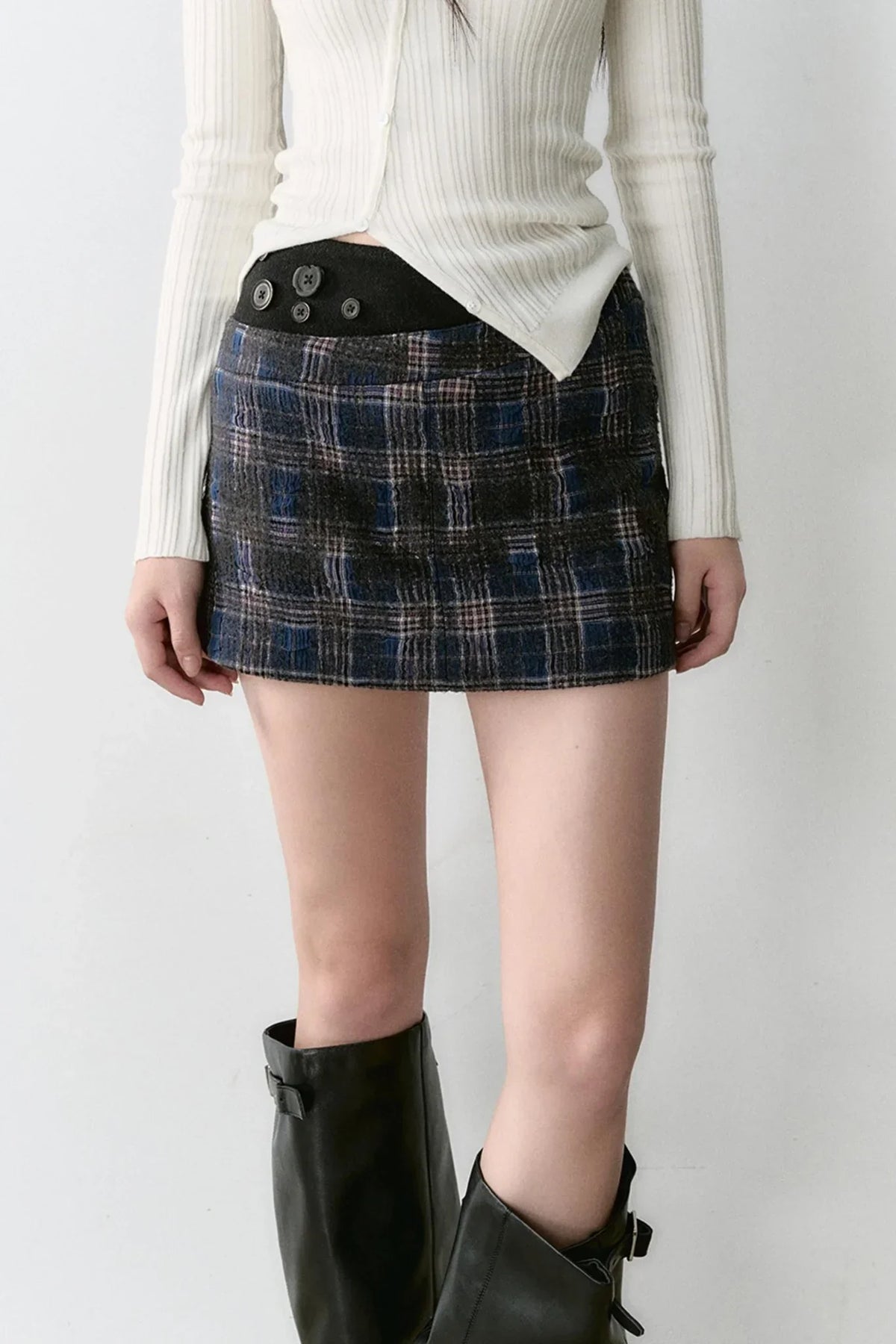 Slim Fit Plaid A-Line Skirt