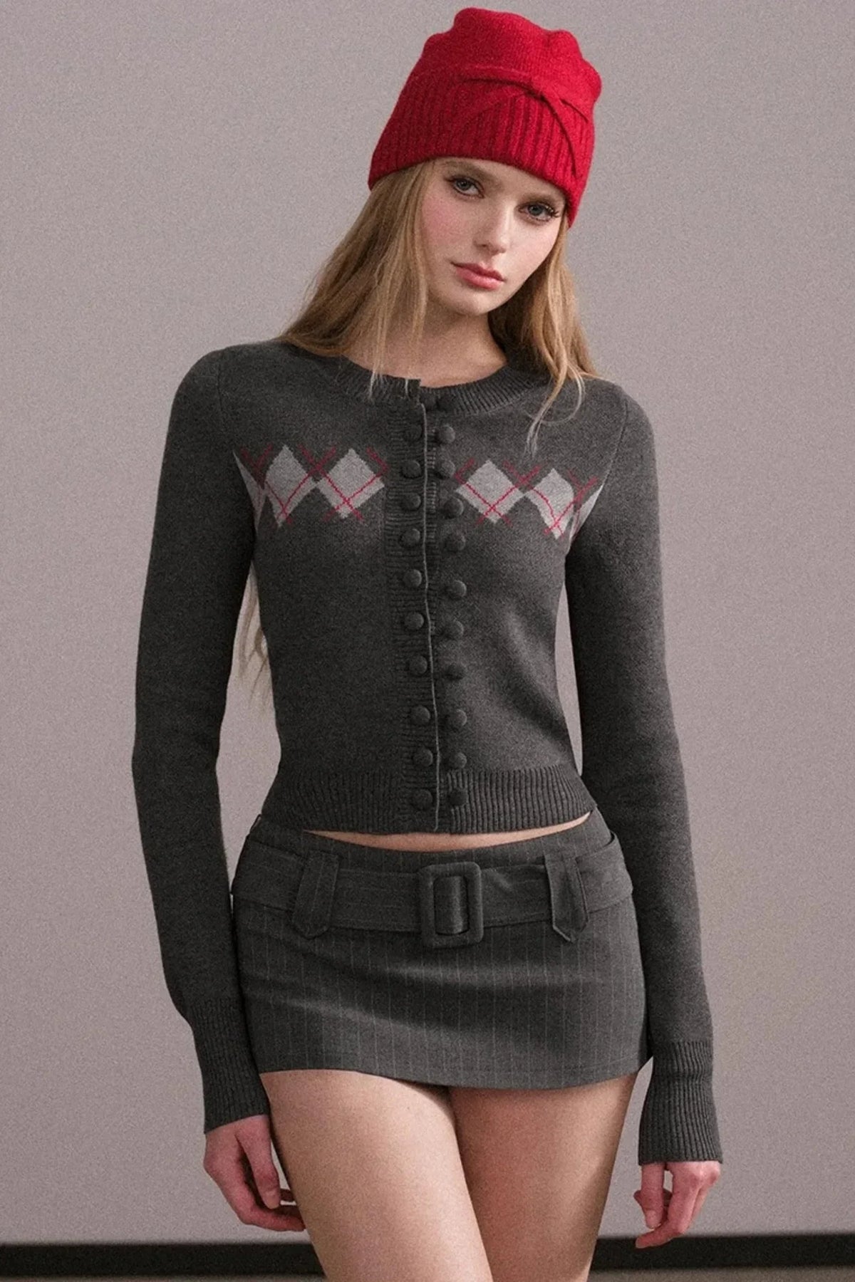 Slim-Fit Quilted Knit Sweater Set