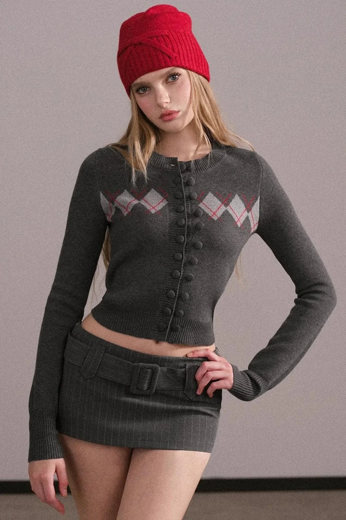 Slim-Fit Quilted Knit Sweater Set