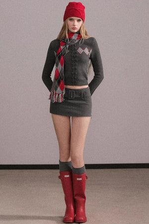 Slim-Fit Quilted Knit Sweater Set