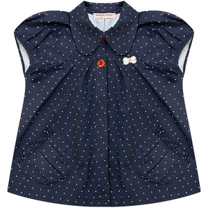 Slim Fit Retro Doll Collar Polka Dot Top