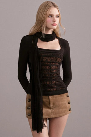 Slim-Fit Ripped Square-Neck Top
