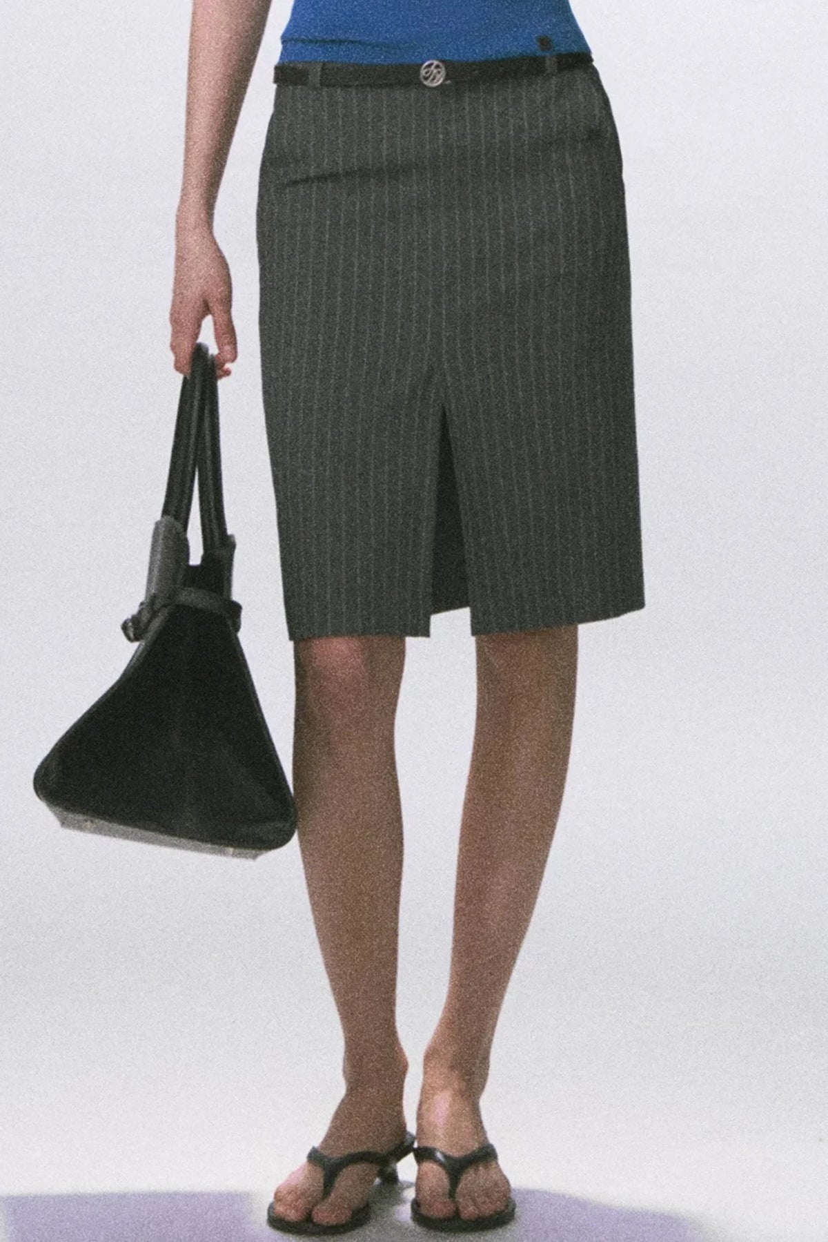 Slim-Fit Striped Pencil Skirt