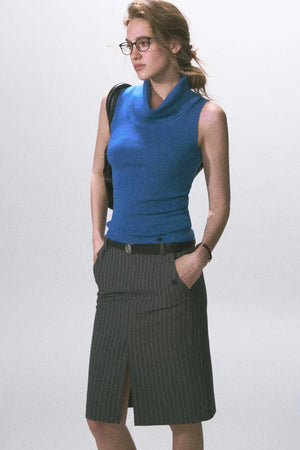 Slim-Fit Striped Pencil Skirt