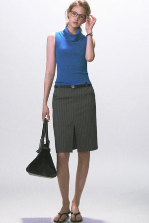 Slim-Fit Striped Pencil Skirt