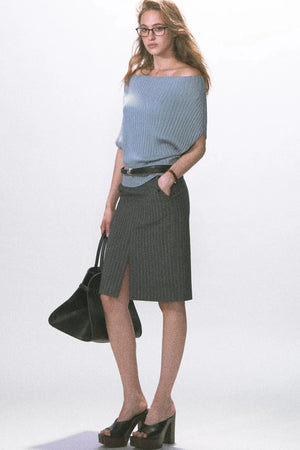 Slim-Fit Striped Pencil Skirt