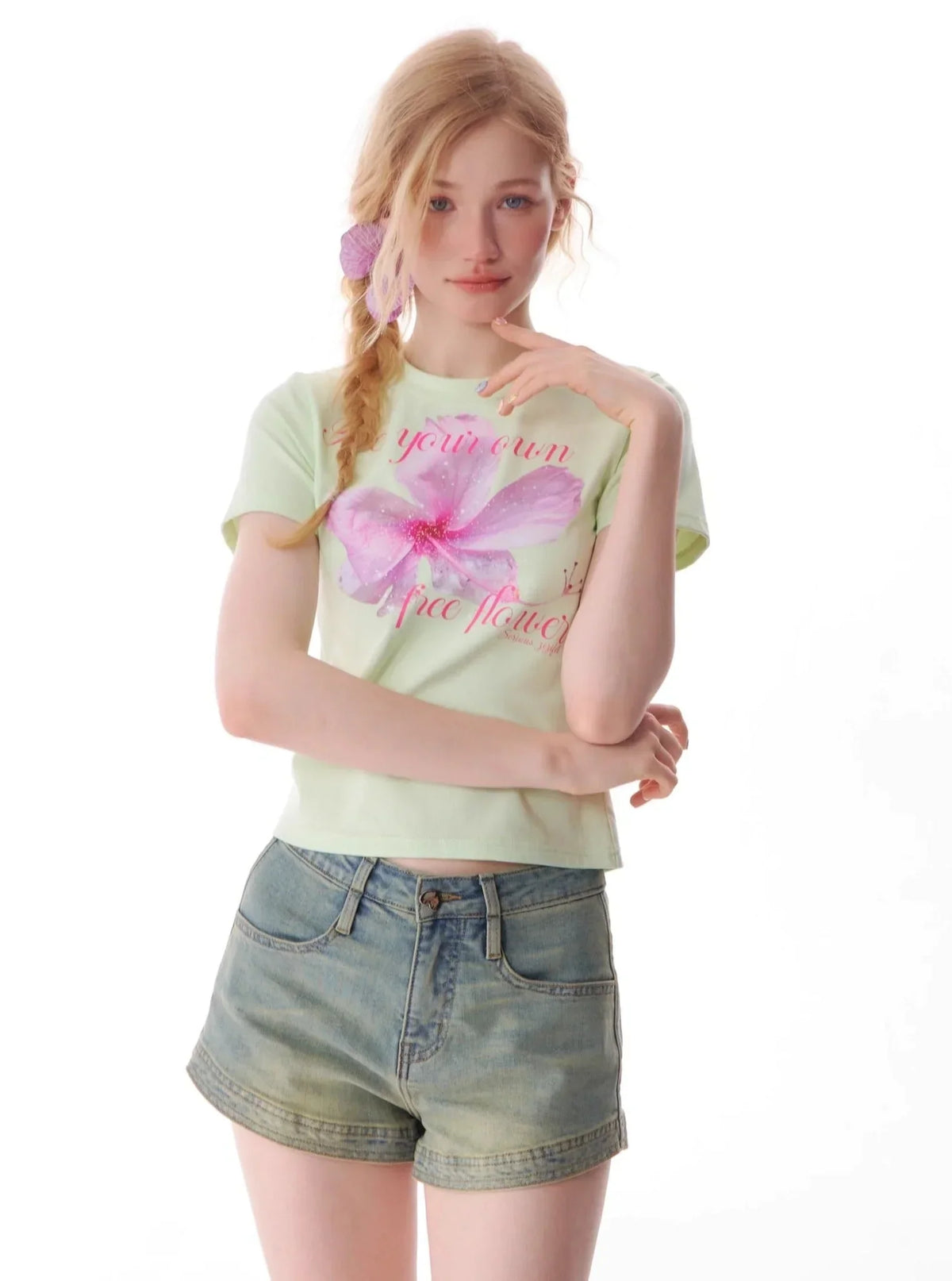 Slim Floral Print Round Neck T-Shirt