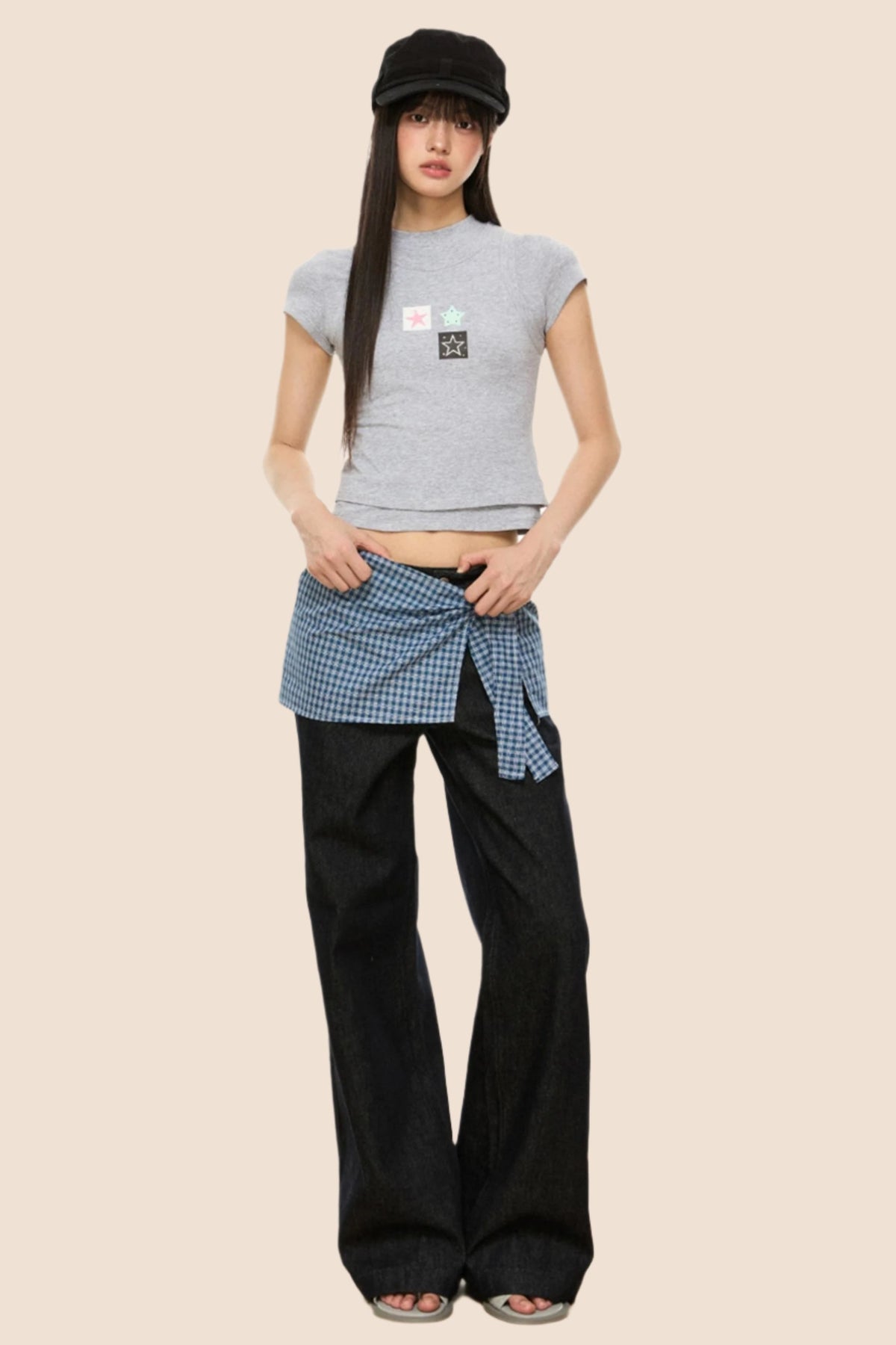 Slim Gray Square Crop Tee