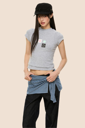 Slim Gray Square Crop Tee