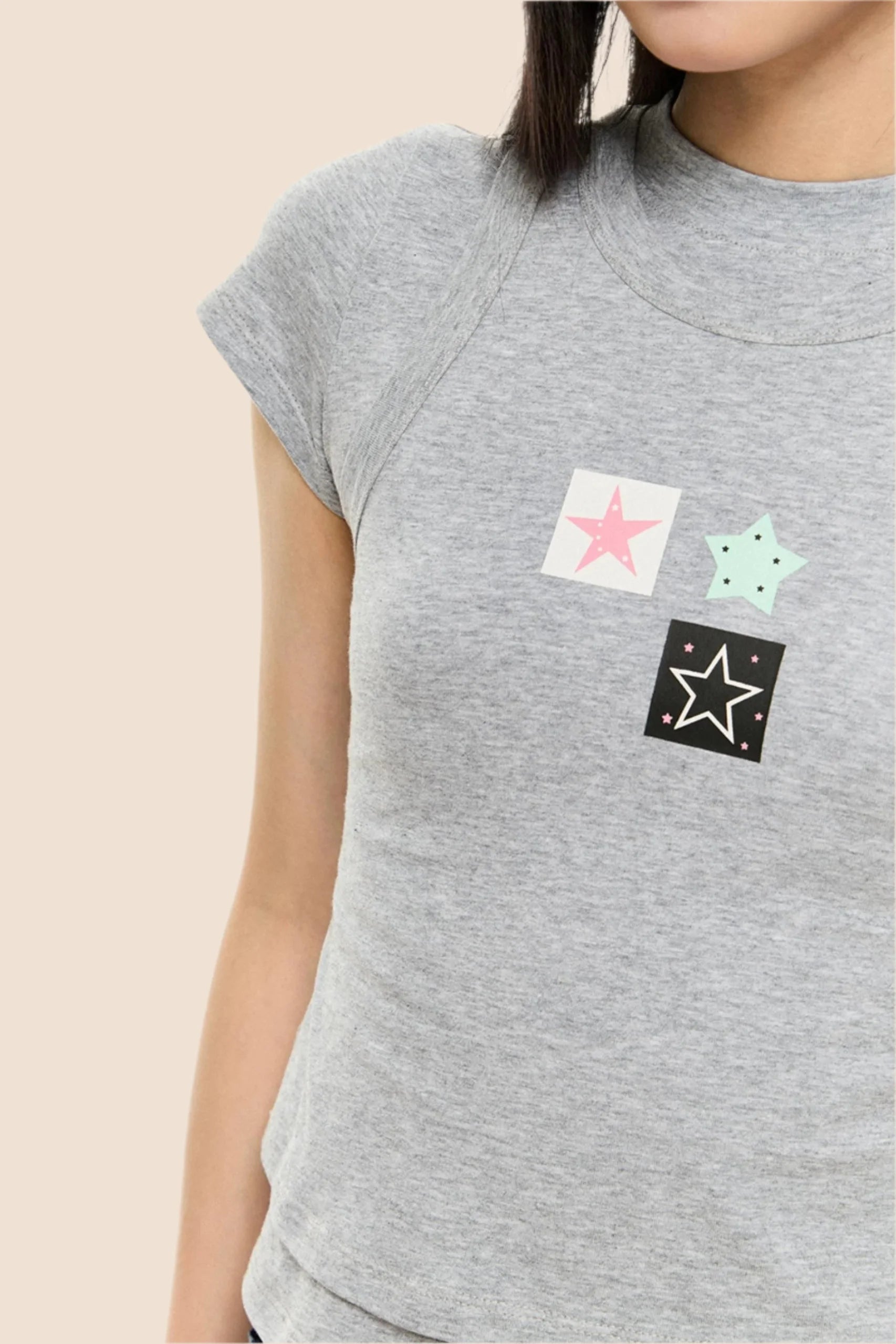 Slim Gray Square Crop Tee