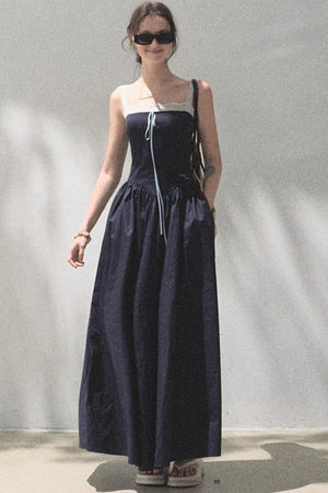 Slim Halter Tencel Hemp Dress