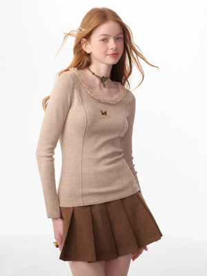 slim khaki knitted base top