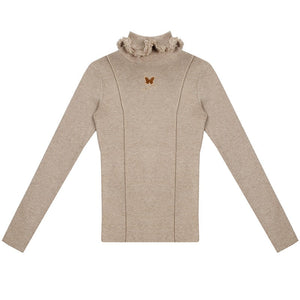 slim khaki knitted base top