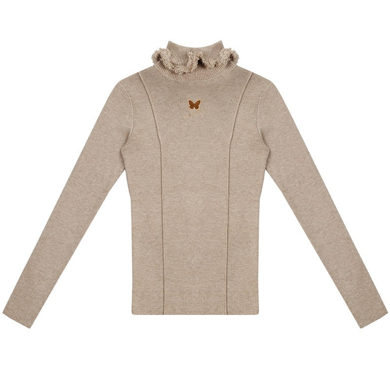 slim khaki knitted base top