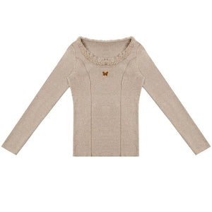 slim khaki knitted base top