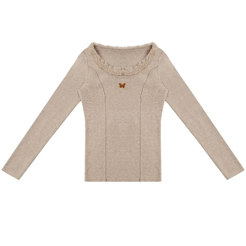 slim khaki knitted base top