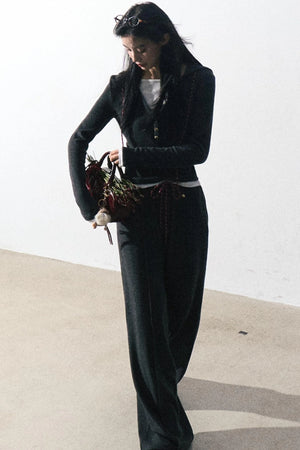 Slim Knit Tracksuit Shirt and Trousers Set-Up