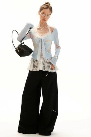 Slim Lace Bow-Tie Top Set-Up