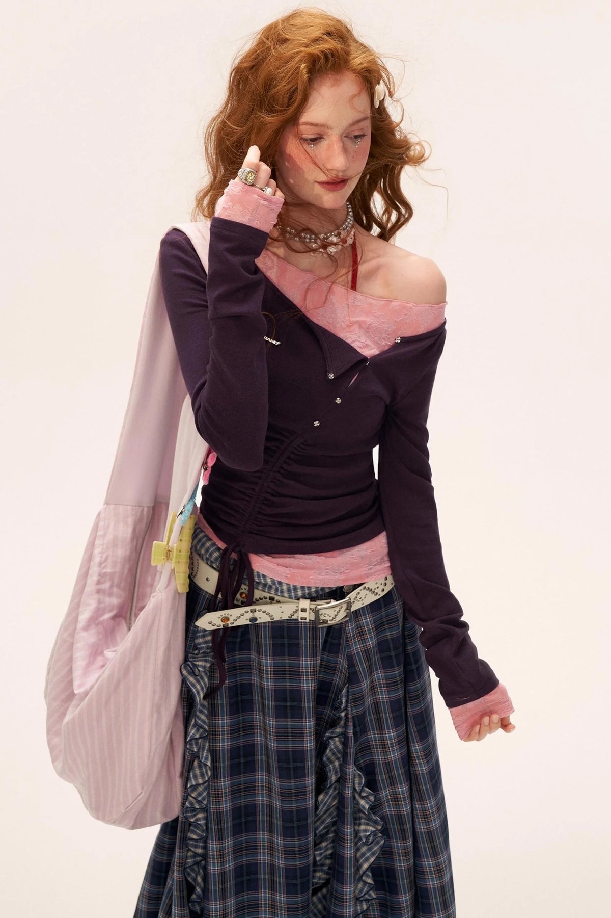 Slim Lace Sleeve T-Shirt