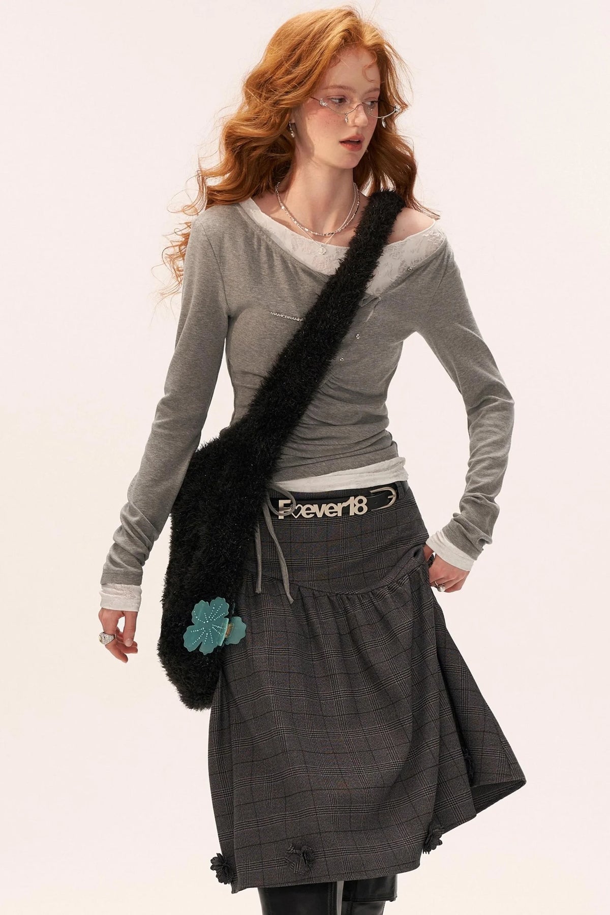 Slim Lace Sleeve T-Shirt