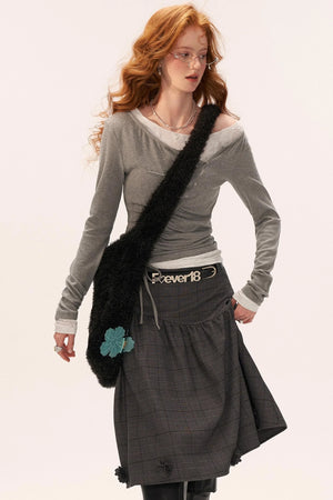 Slim Lace Sleeve T-Shirt