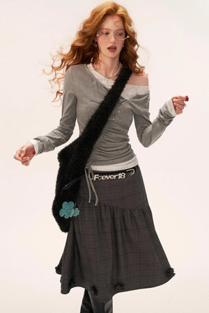 Slim Lace Sleeve T-Shirt
