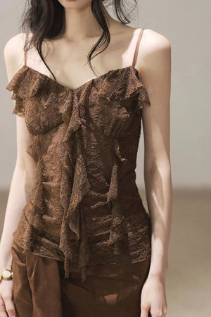 Slim Lace Tassel Vest