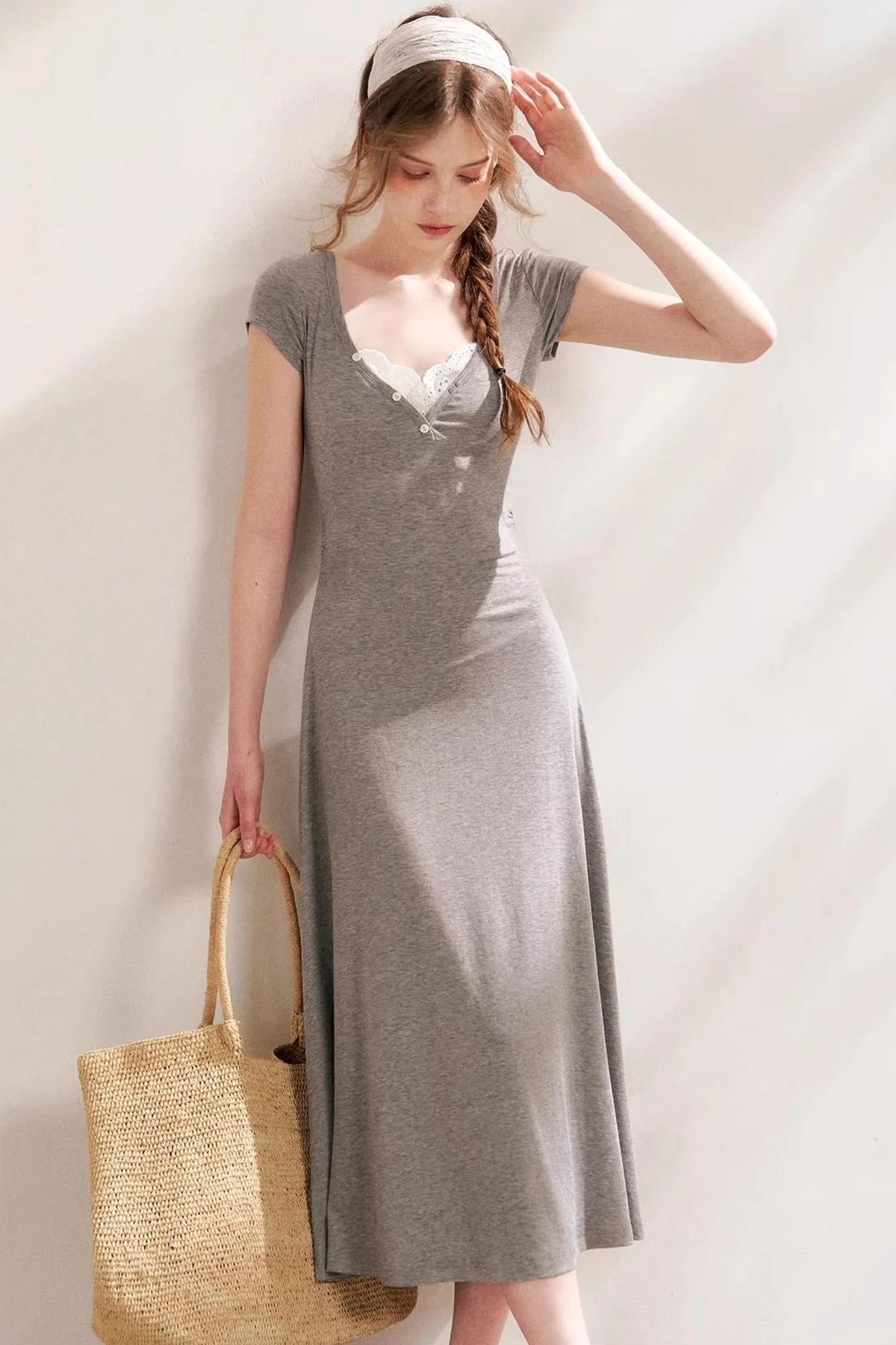 Slim Lace V-Neck A-Line Dress