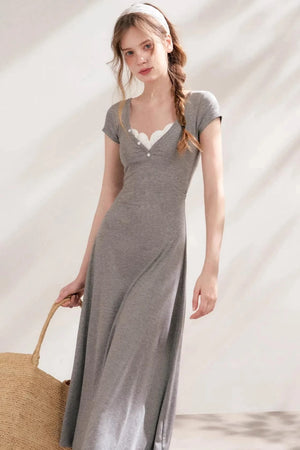 Slim Lace V-Neck A-Line Dress