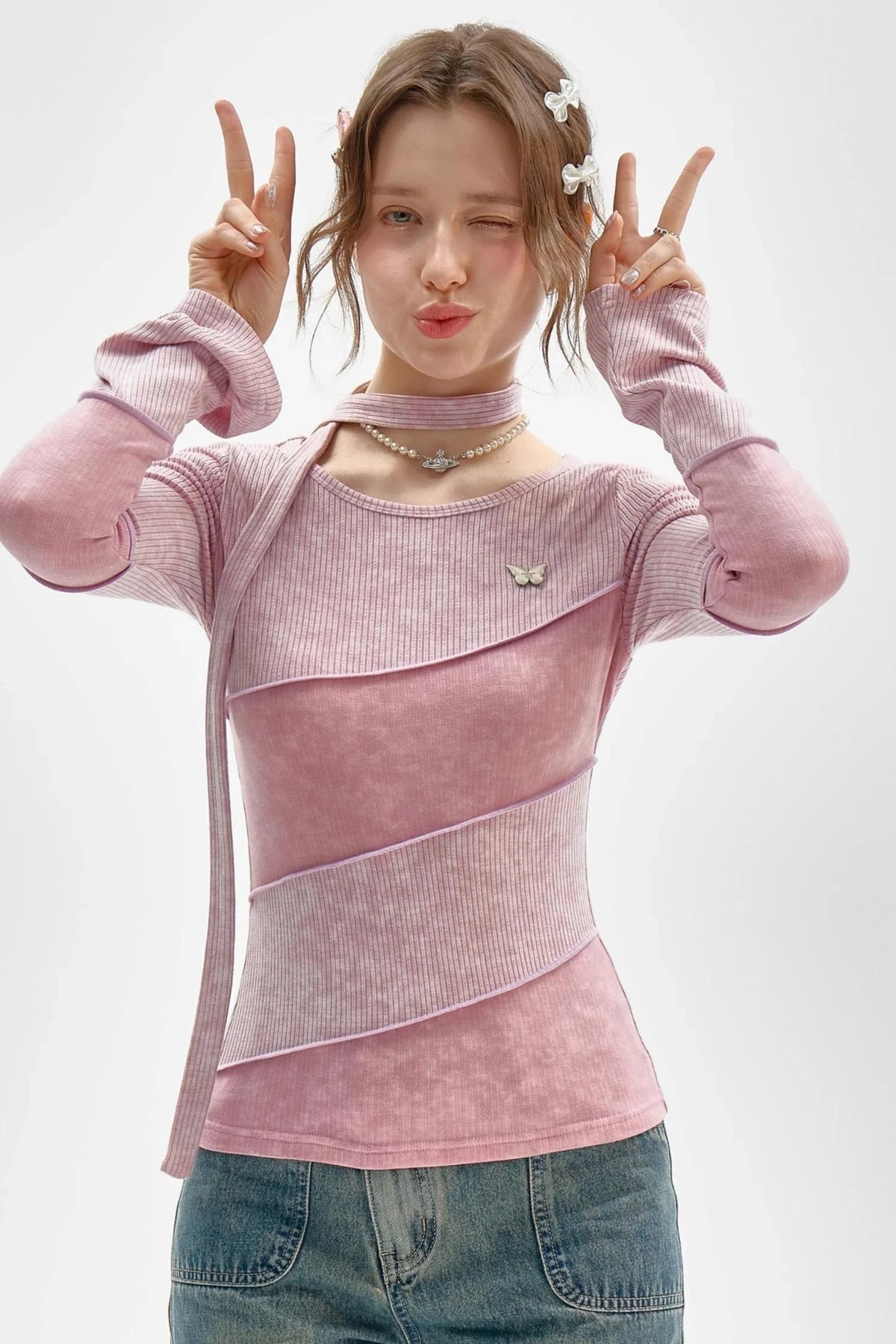 Slim Long Sleeve Knitted T-Shirt