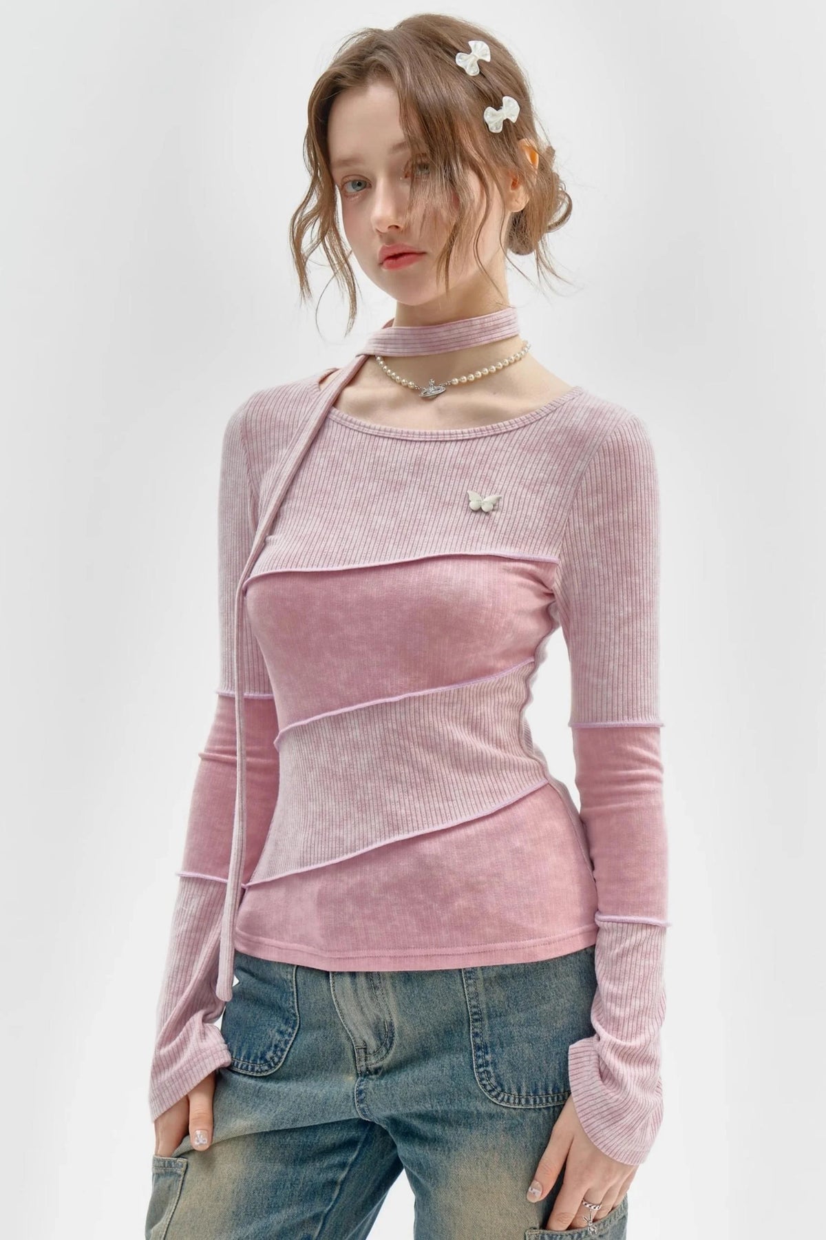 Slim Long Sleeve Knitted T-Shirt