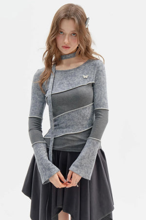 Slim Long Sleeve Knitted T-Shirt