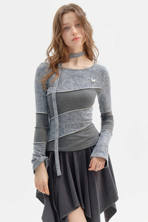 Slim Long Sleeve Knitted T-Shirt