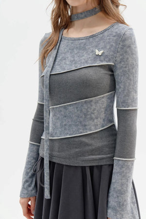 Slim Long Sleeve Knitted T-Shirt