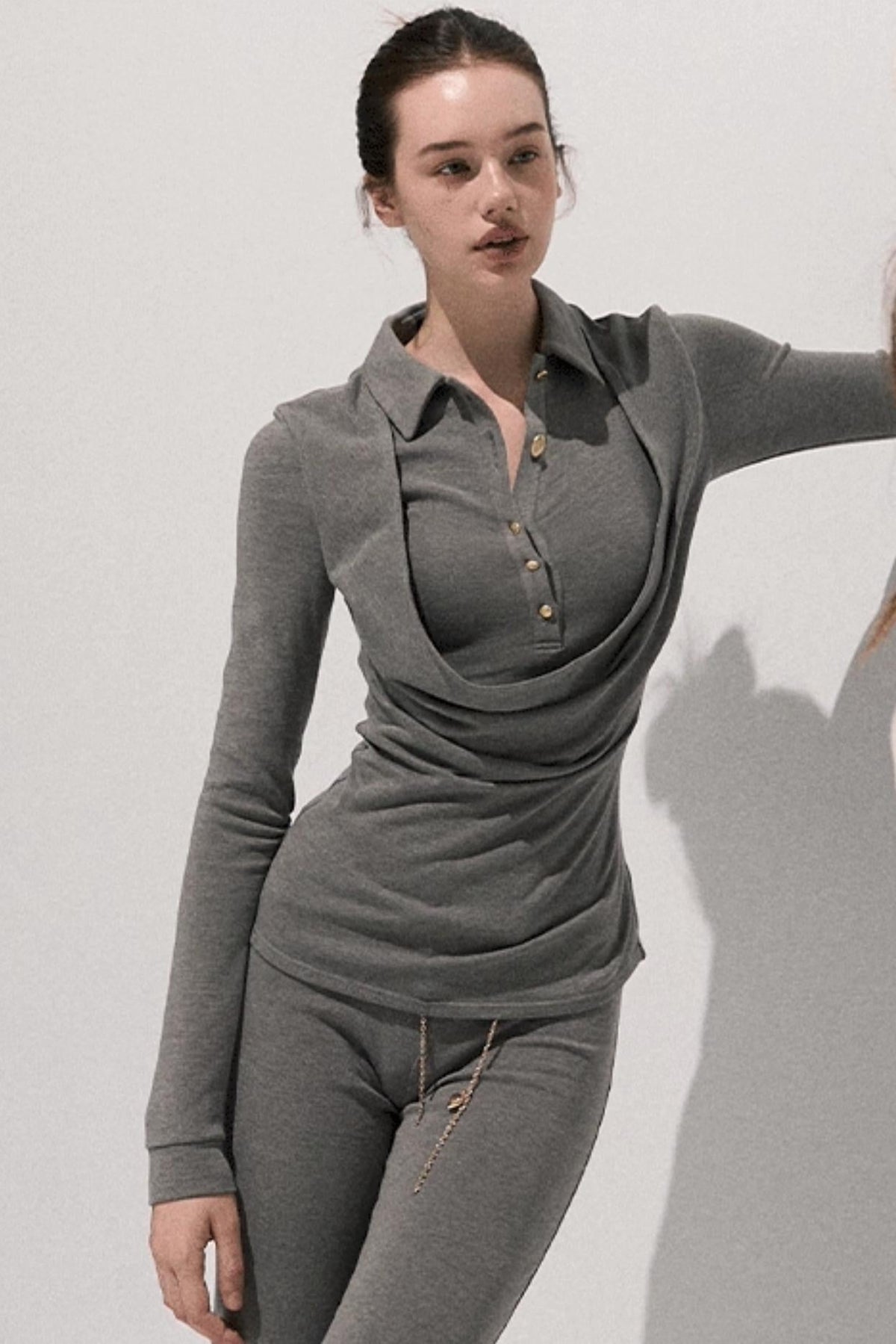 Slim Polo Knit Top