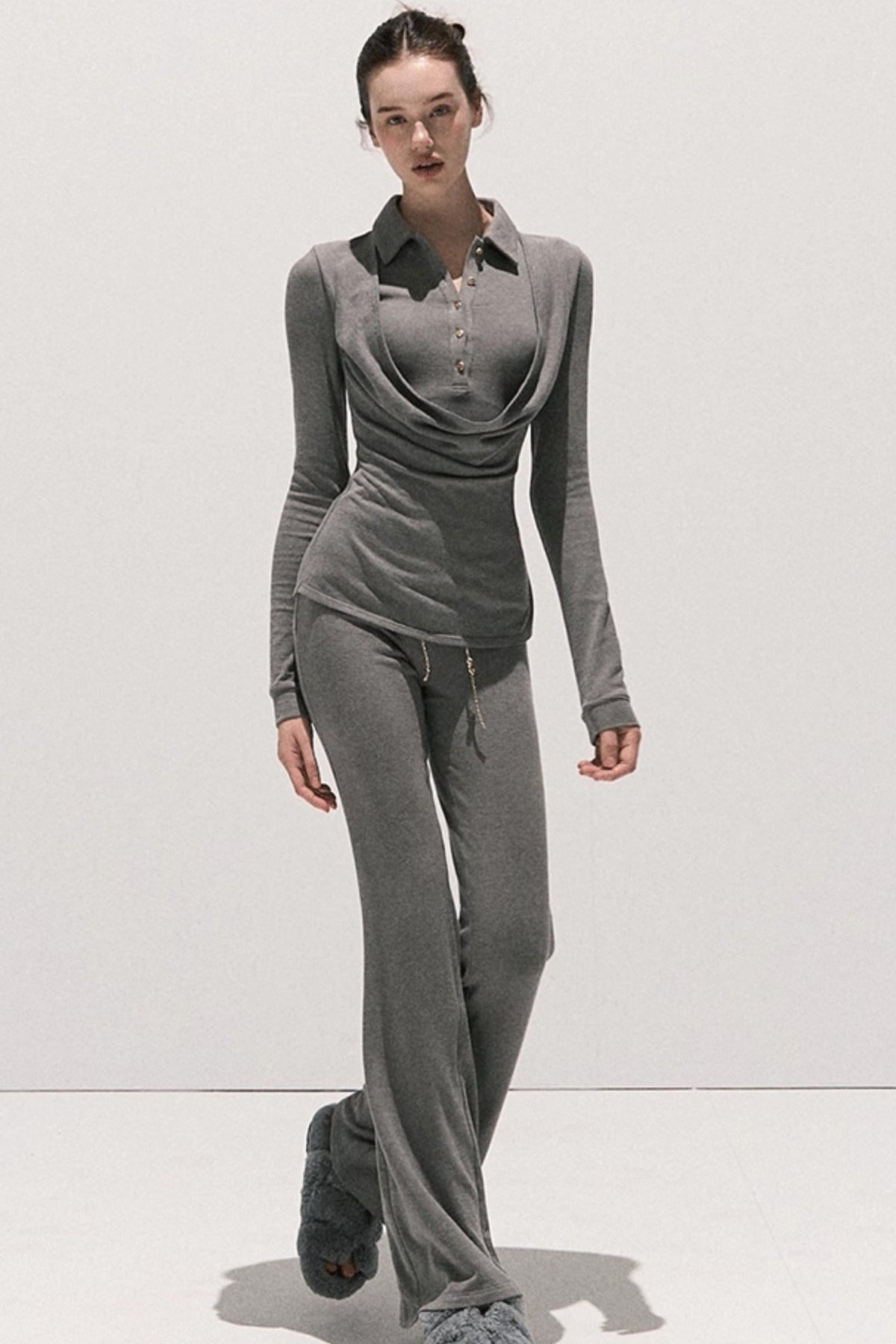Slim Polo Knit Top