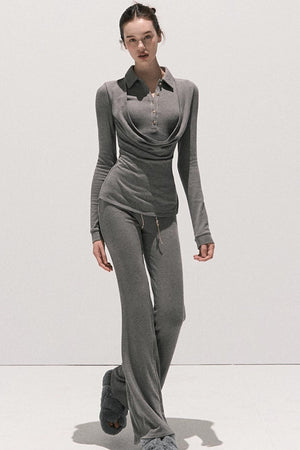 Slim Polo Knit Top
