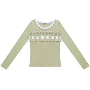 Slim Rabbit Print Knitted Base Shirt