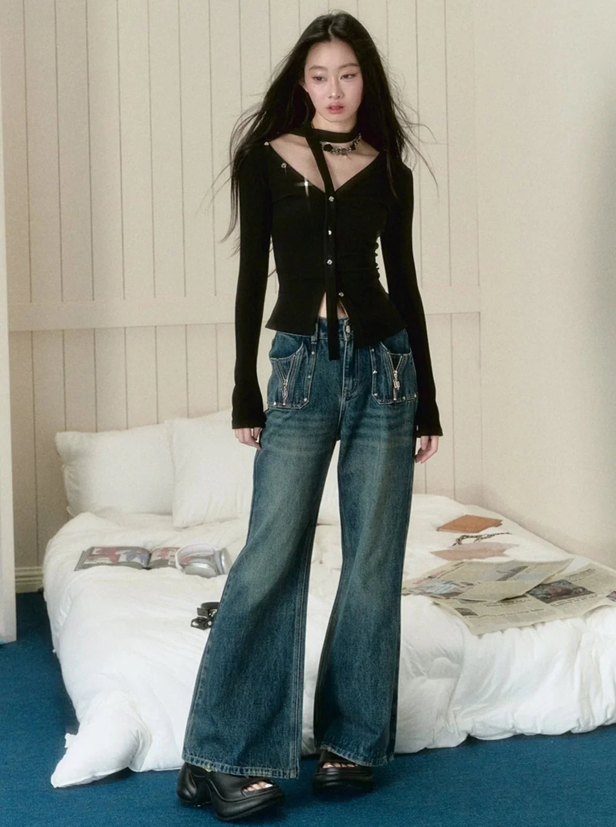 Slim Slightly Flared Pants