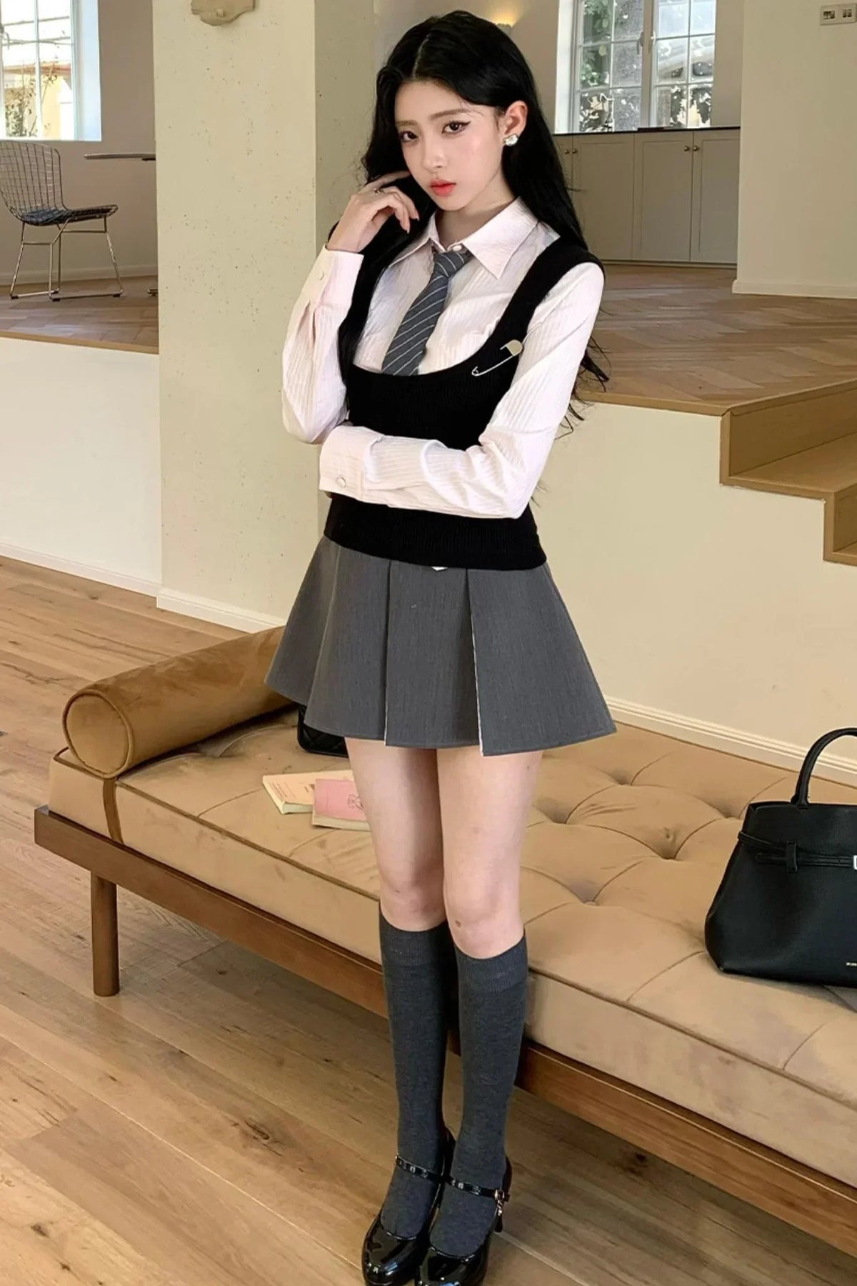 Slim Tie Silhouette Vest Set-Up
