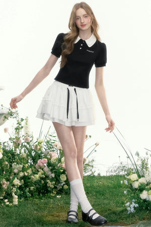 Slim Waist Cropped Polo Shirt