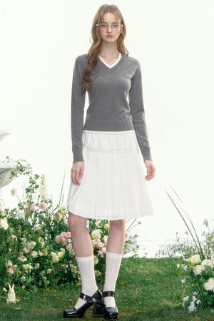 Slim Waist Long-Sleeved Knit Sweater
