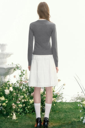 Slim Waist Long-Sleeved Knit Sweater