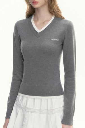 Slim Waist Long-Sleeved Knit Sweater