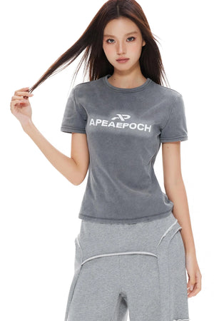 Slimming Gray Shoulder Top