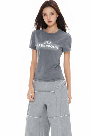 Slimming Gray Shoulder Top