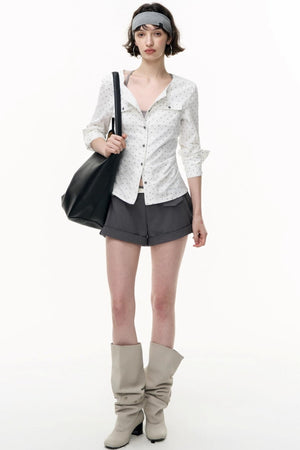 Slimming Retro Polka Dot Shirt