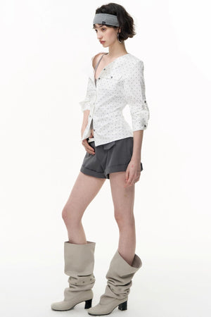 Slimming Retro Polka Dot Shirt
