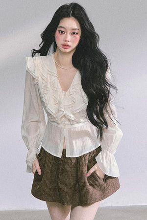 Slimming V-Neck Lace Top